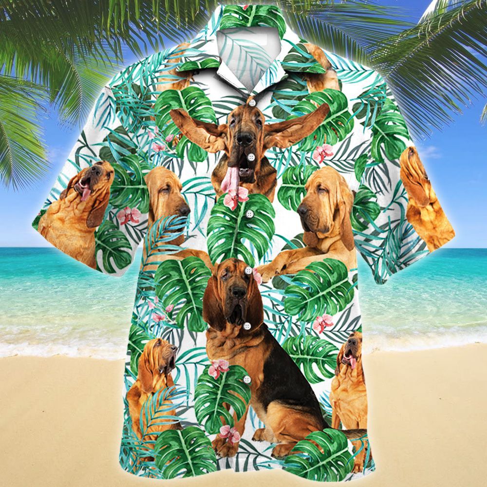 Bloodhound Dog Tropical Plant Hawaiian Shirt Ha53399