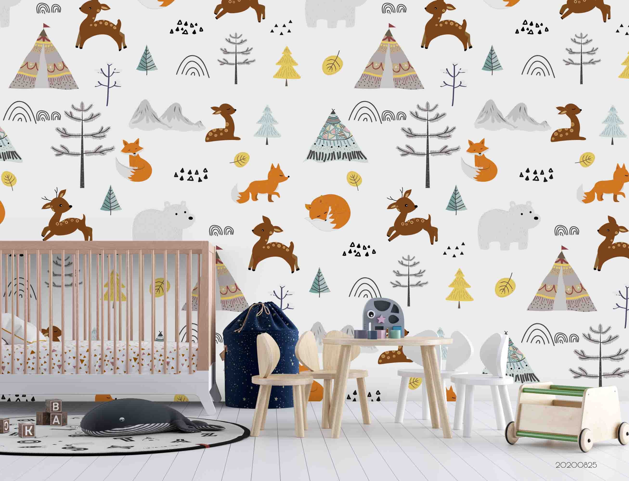 3D Cartoon Animal Tree Tent Wall Mural Wallpaper 137 Lqh