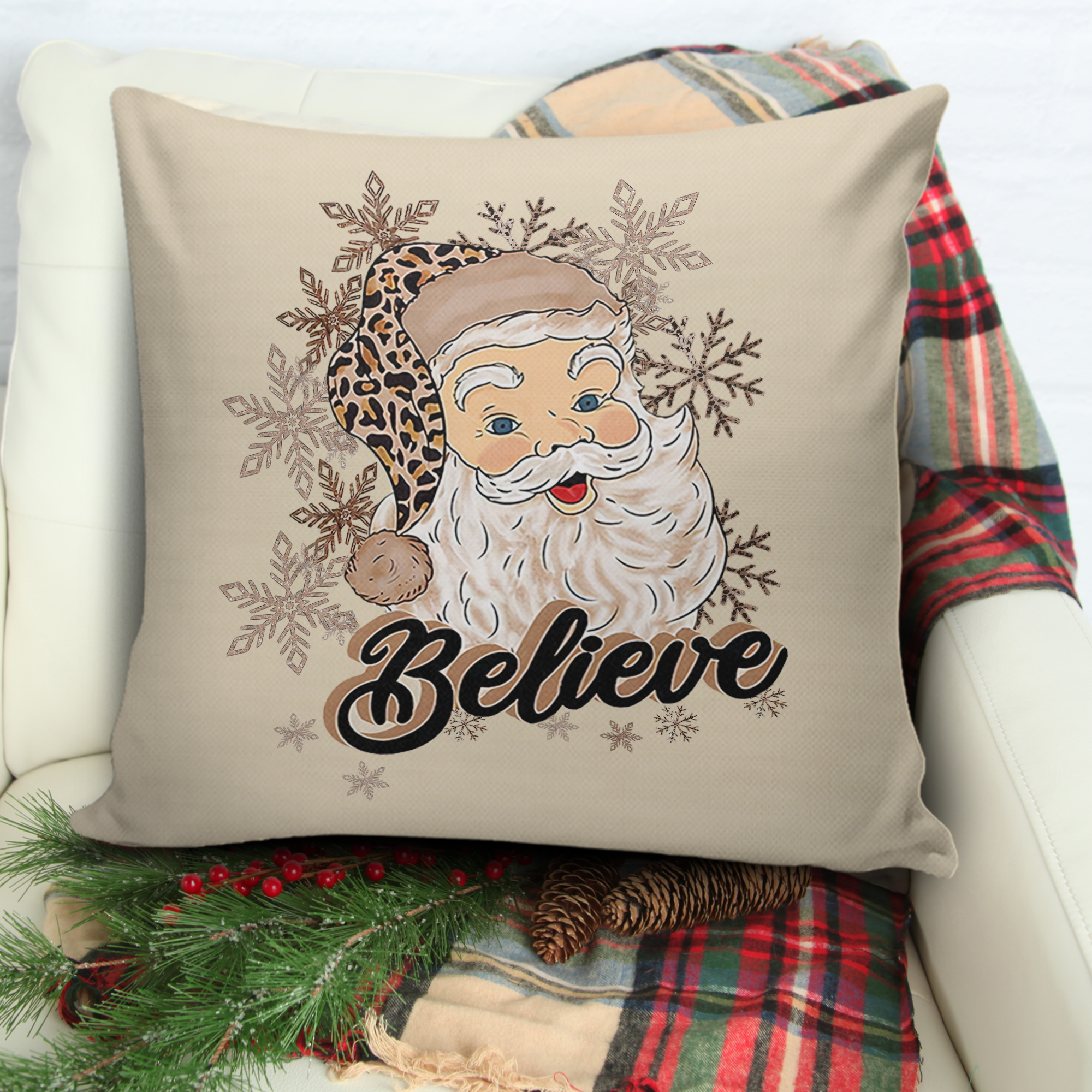 Santa Claus Believe Pillowcase Christmas Gift Decoration