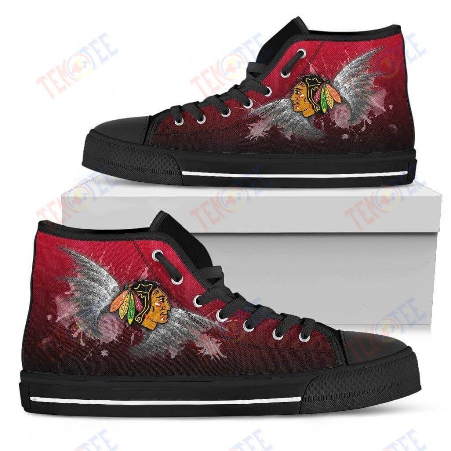 Mens Womens Chicago Blackhawks High Top Shoes Angel Wings 3D Printable TMT685