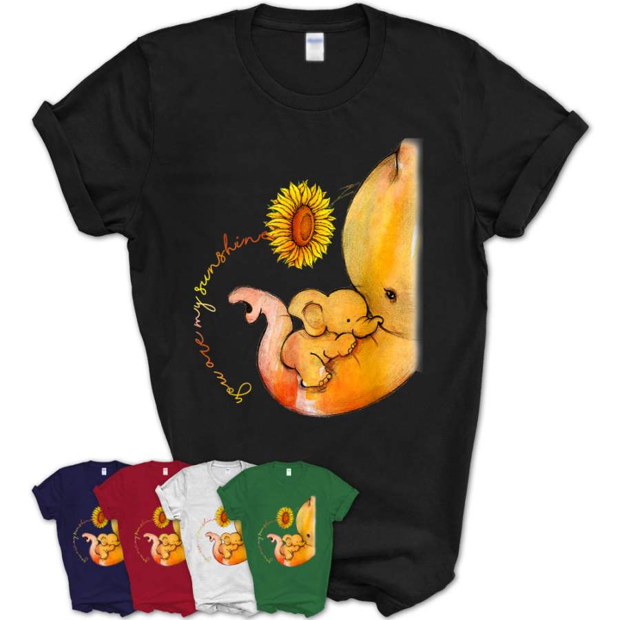 You Are My Sunshine Elephant T-Shirt Animal Sunflower Shirt