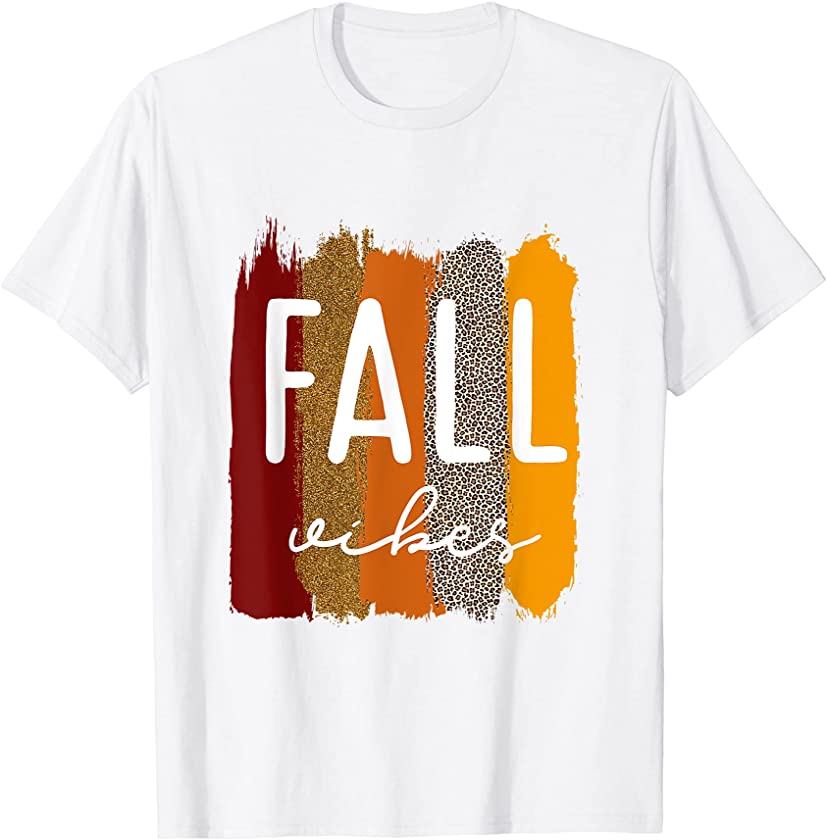 Fall Vibes Halloween Bleached Thanksgiving Leopard Pumpkin T-Shirt