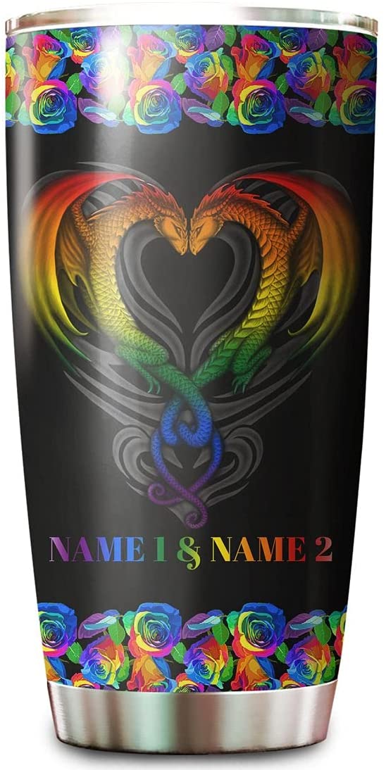 Personalized This Boy Loves His Husband Tumbler Gifts Rainbow Peace Love Pride Dragon Stainless Steel Tumbler Cup Lgbt Bi Trans Gay Lesbian Vacuum Insulated Water Bottle Pride Month