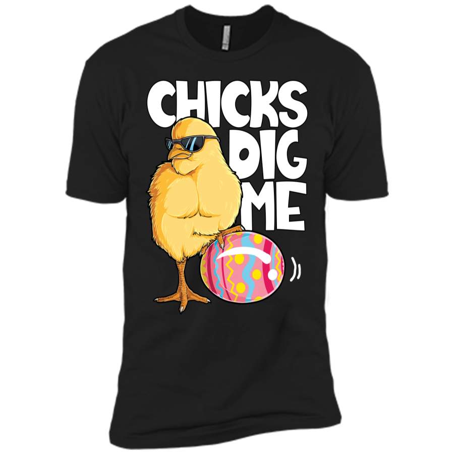 Chicks Dig Me T shirt Boys Kids Easter Bunny Ears Egg Men Next Level Premium Short Sleeve Tee