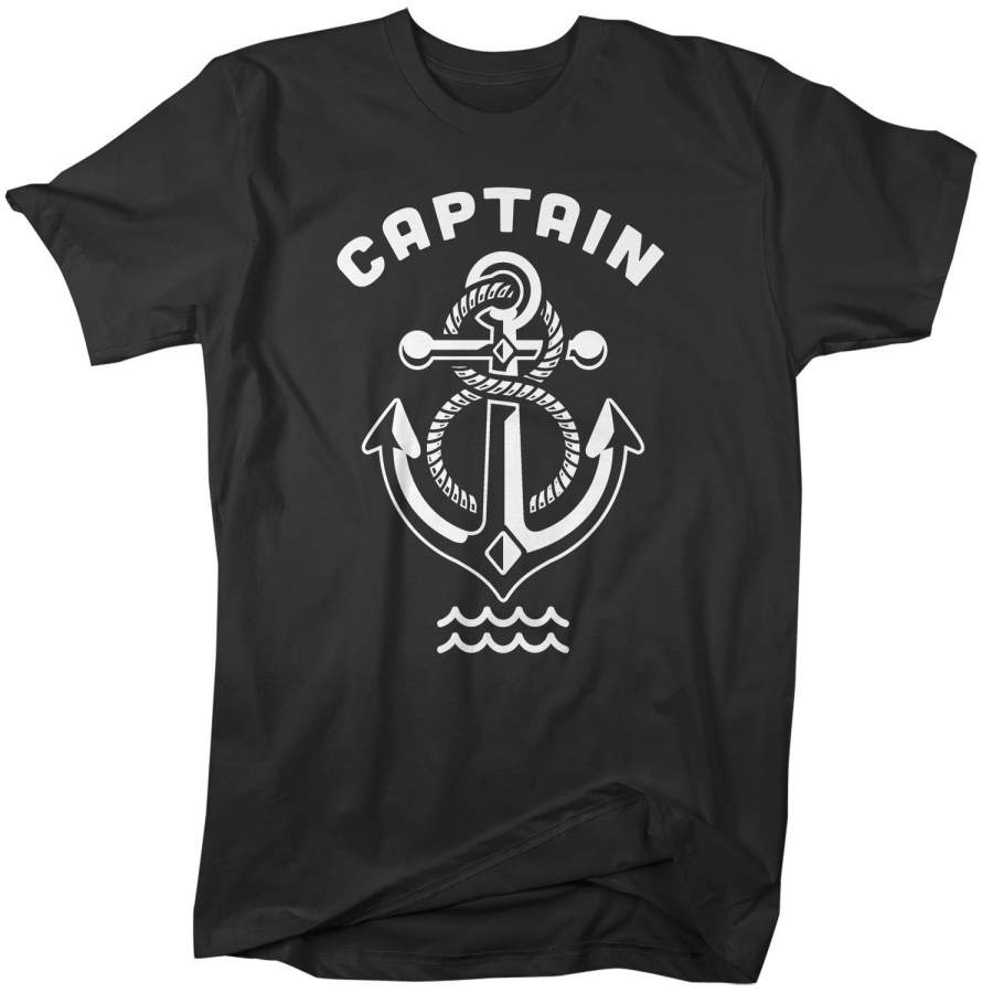 Men’s Boat Captain T Shirt Captain Shirt Vintage Anchor Shirt Nautical Boater Shirt Boating T Shirt Captain Pontoon Tee
