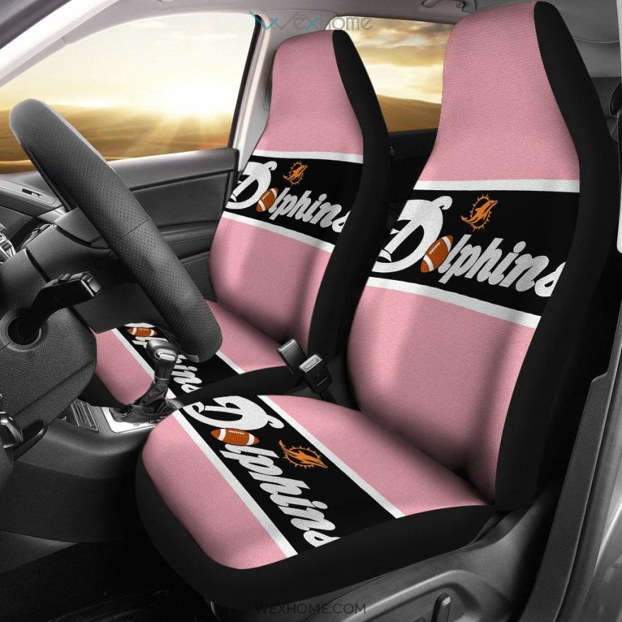 Miami Dolphins Football Car Seat Covers | Miami Dolphins Vertical Poster Pink Seat Covers