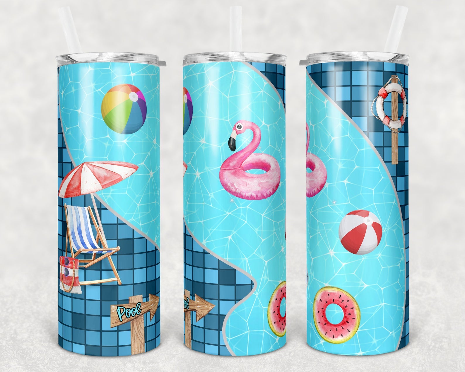 Swimming Pool Summer 20Oz Skinny Tumbler