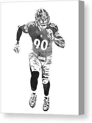 Tj Watt Pittsburgh Steelers Watercolor Strokes Pixel Art 4 Joe Hamilton Canvas Print