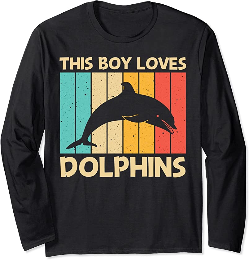 Cool Dolphin For Boys Kids Dolphins Beluga Whale Sea Animal Long Sleeve T-Shirt