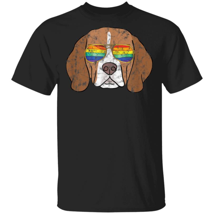 Beagle Gay Pride Shirt Men Gay Vintage LGBT Rainbow Flag TShirt