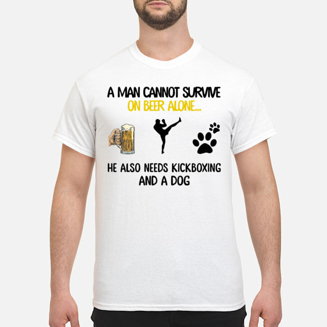 A Man Needs Dog Beer And Kickboxing Gift Men Dog Lovers T shirt