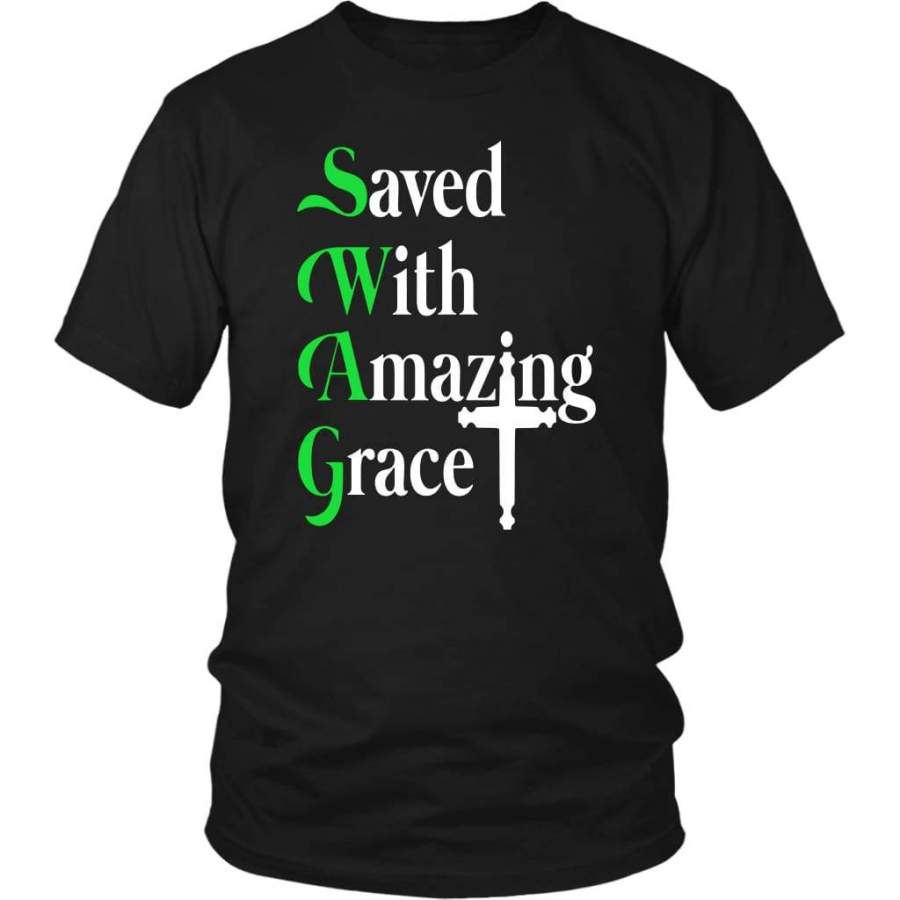 Saved with amazing grace christian t-shirt