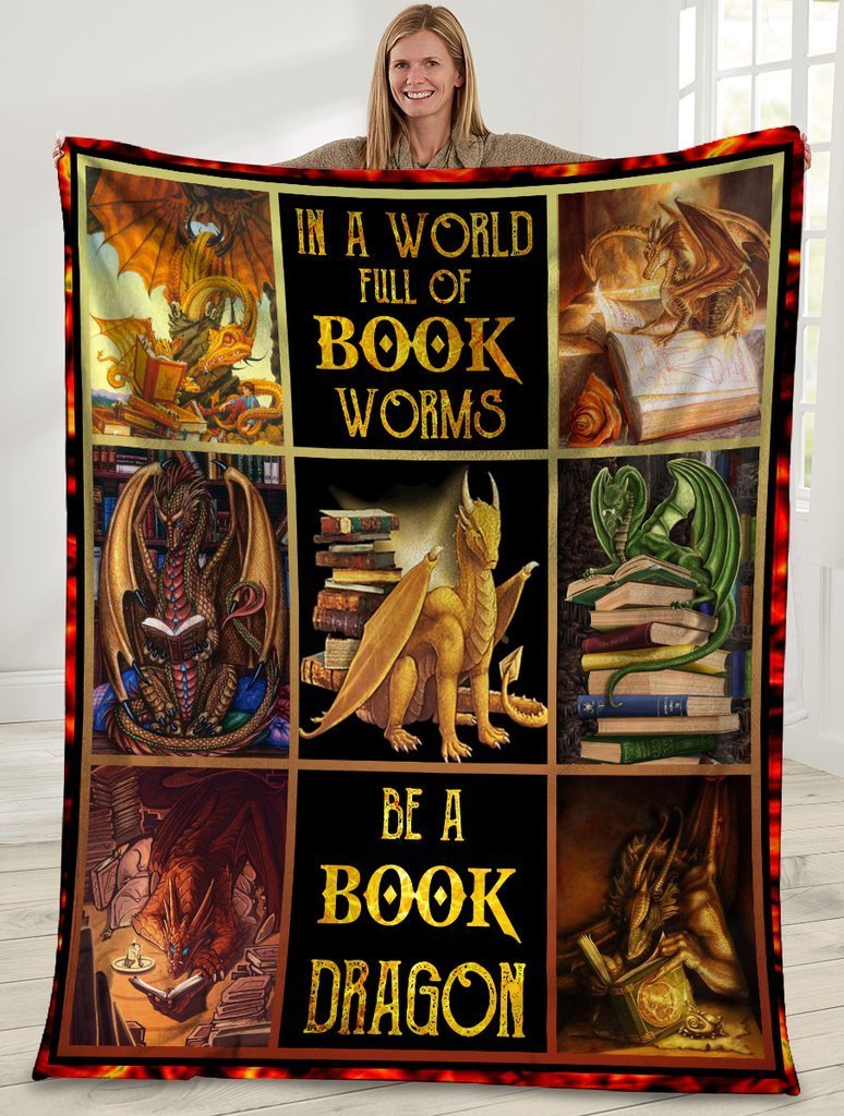 Book Dragon Gift Fleece Blanket