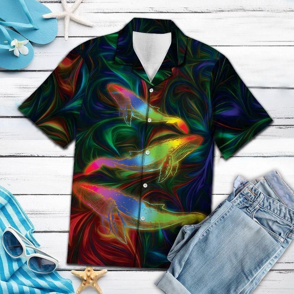 Lovely Whale Aloha Hawaii Shirt Colorful Short Sleeve Summer Beach Casual For Men And Women Ha64953