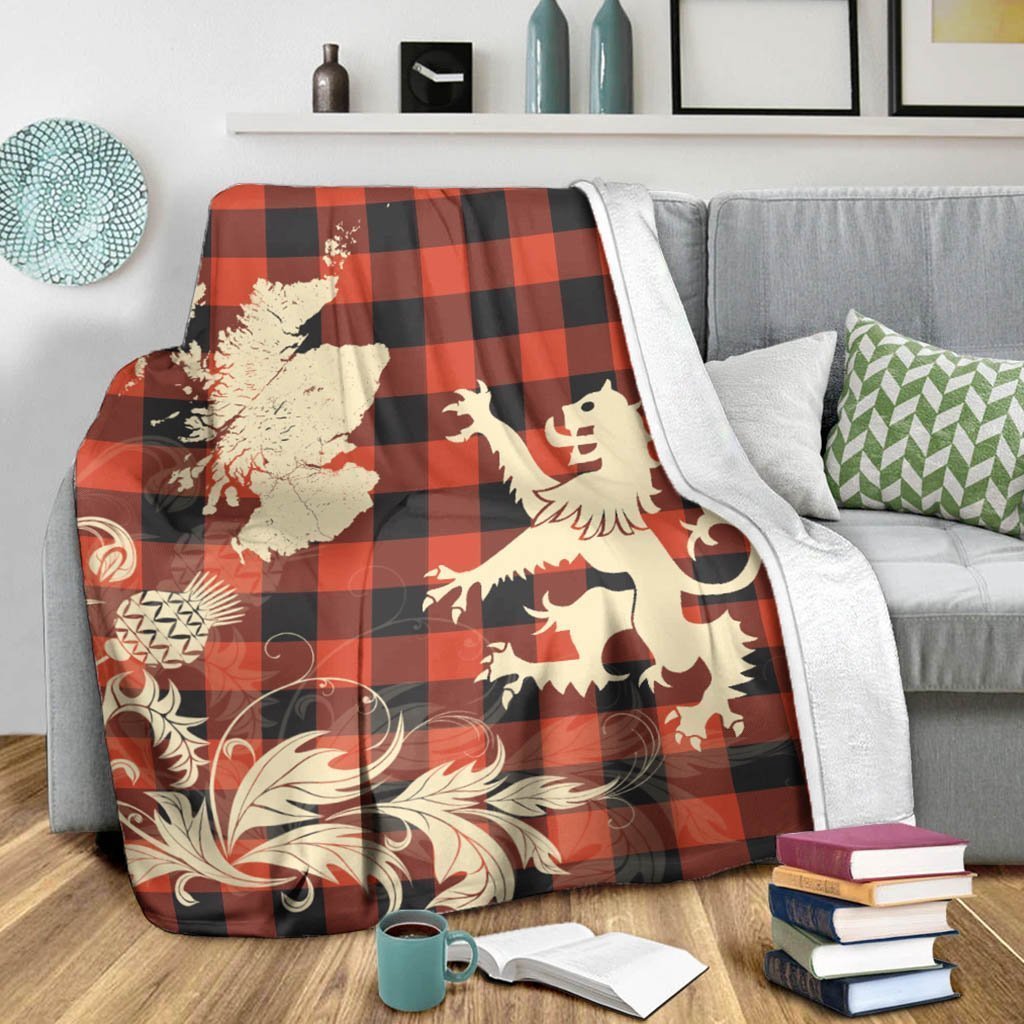 Tartan Blanket Robertson Modern Tartan Scotland Lion Thistle Map Plaid Blanket