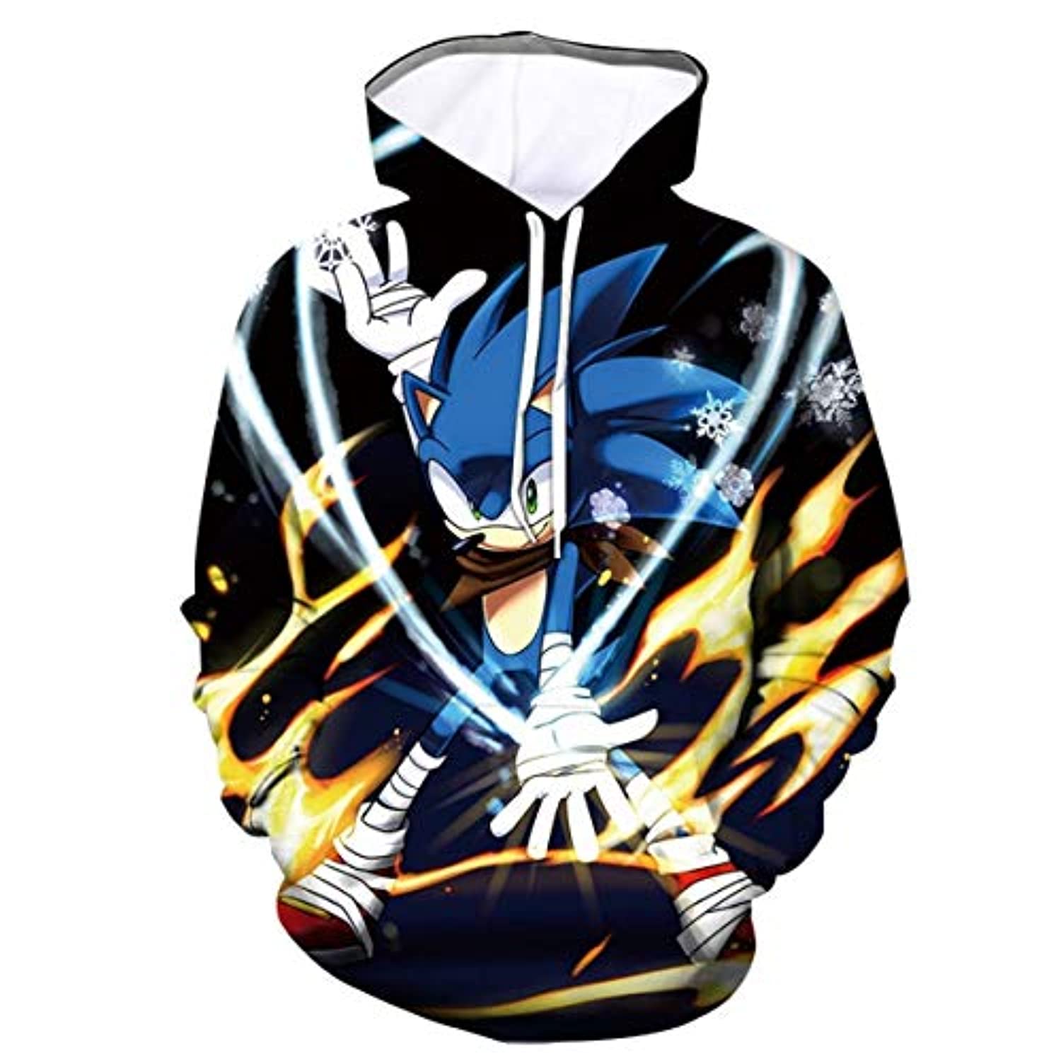 Cartoon Games Sonic Hoodie – Sonic the Hedgehog Black Yellow 3D Print Unisex Pullover Hoodie for Teens Men Women