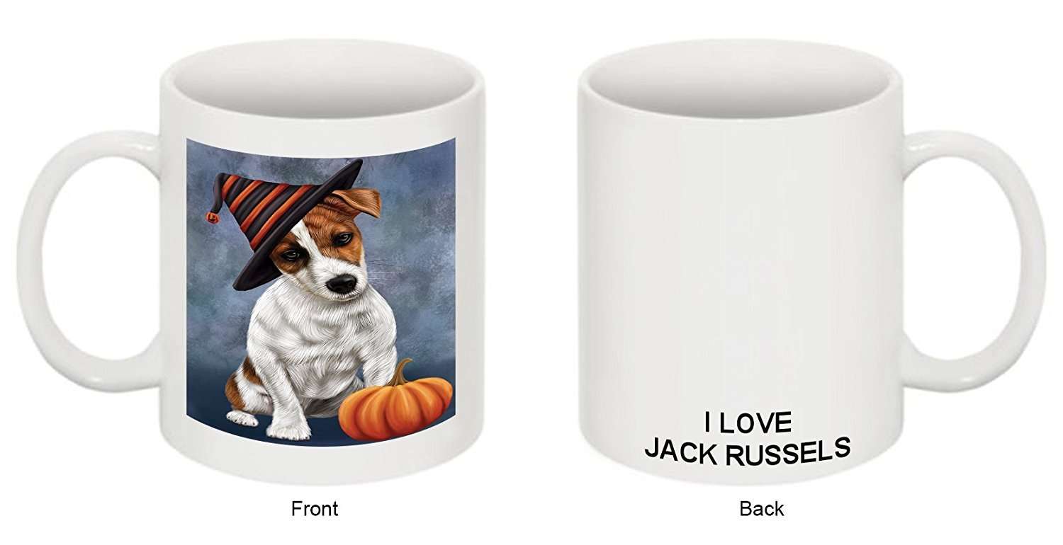 Christmas Happy Holidays Jack Russell Terrier Puppy Wearing Witch Hat Mug Cmg0655