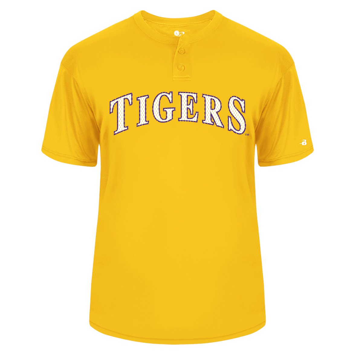 B&B Dry Goods LSU Tigers Baseball Performance 2 Button Jersey T-Shirt – Gold