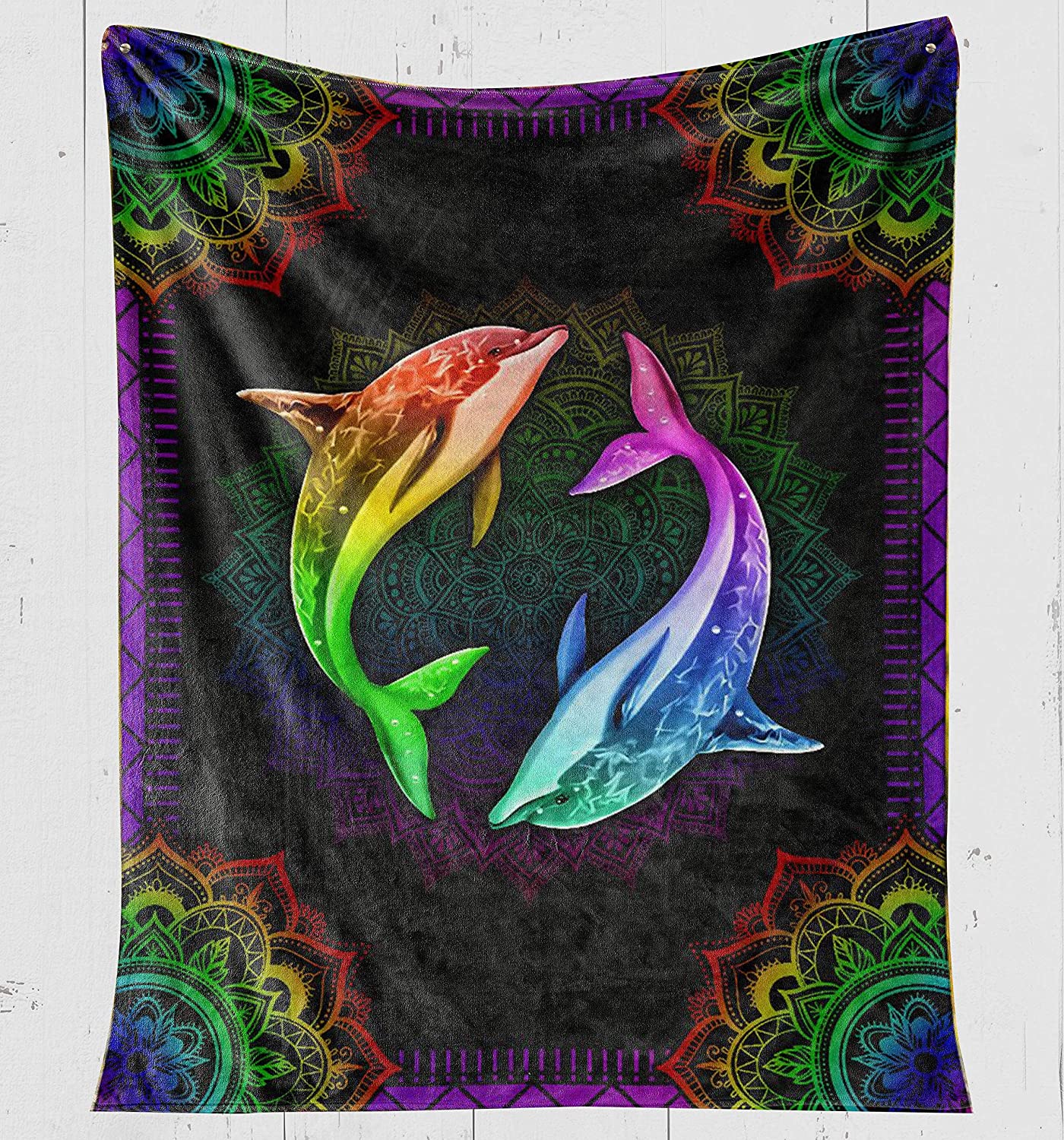 Blanket Fleece – Colorful Dolphin Fleece Blanket – Fleece Blanket 3D Soft Cozy Lightweight Durable Plush Throw Blanket For Bedroom Living Rooms Sofa Couch