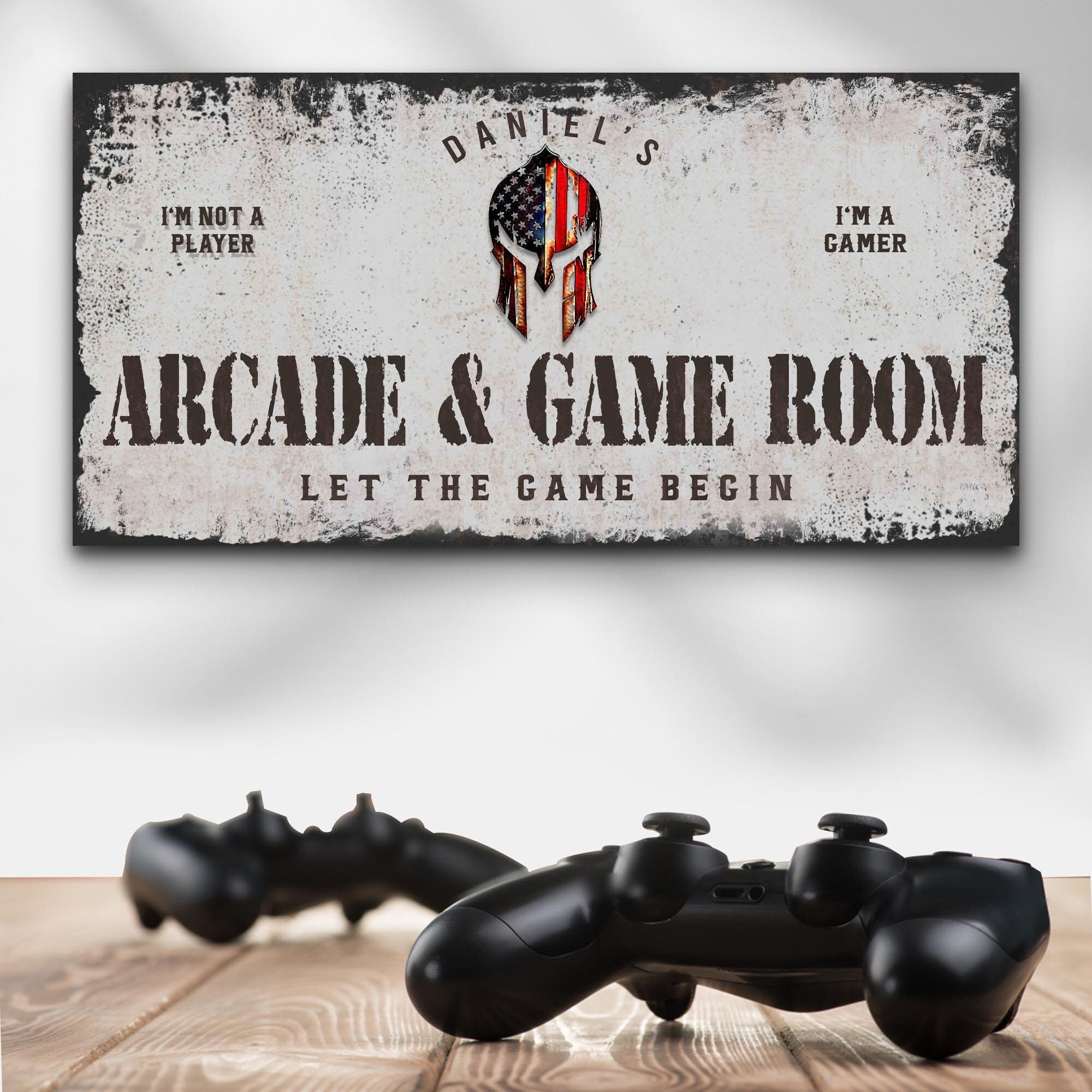Arcade Sign, Personalized Arcade And Game Room Wall Art, Game Lovers Sign Decor, Let The Game Begin Sign, I'M Not A Player I'M A Gamer Sign -Home Decor