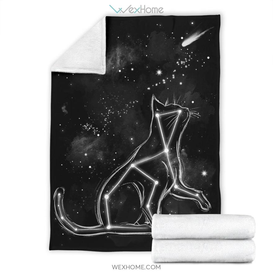 Cat Star Constellation Black Premium Blanket