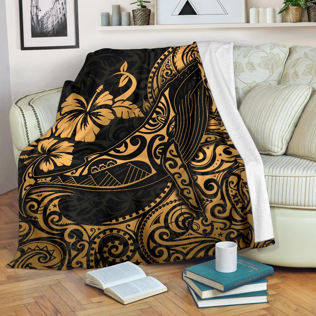 Polynesian Hawaii Premium Blanket – Polynesian Golden Humpback Whale – BN15