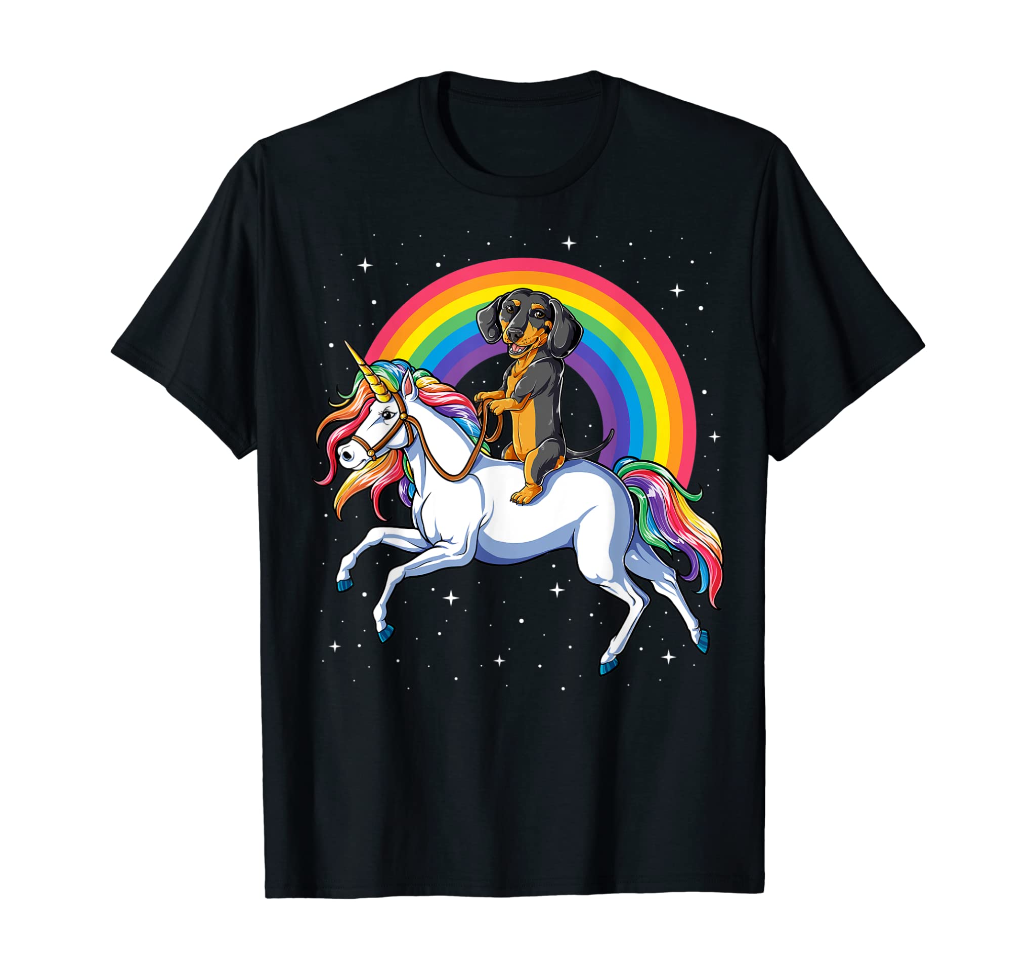 Dachshund Unicorn T shirt Girls Space Galaxy Rainbow Dog Tee