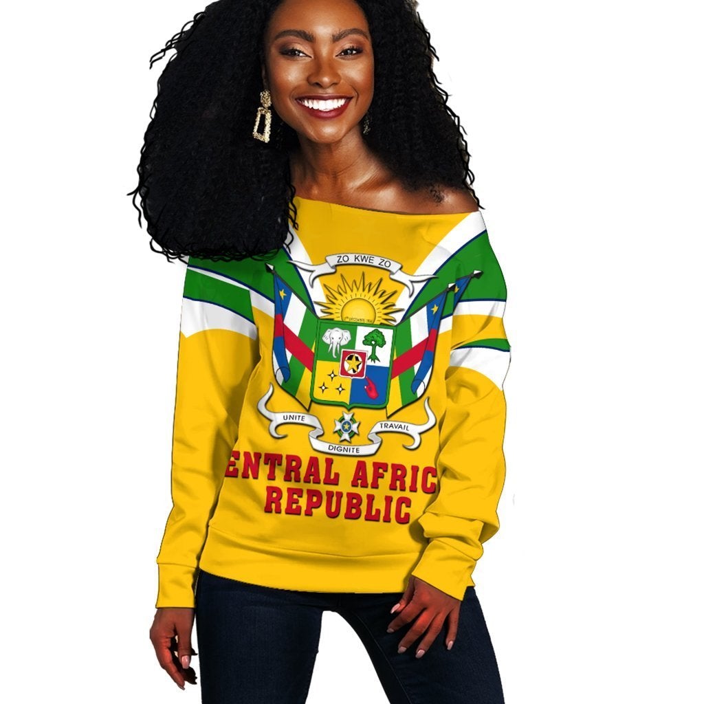 Wonder Print Shop Sweater – Central African Republic Women Off Shoulder Tusk Style