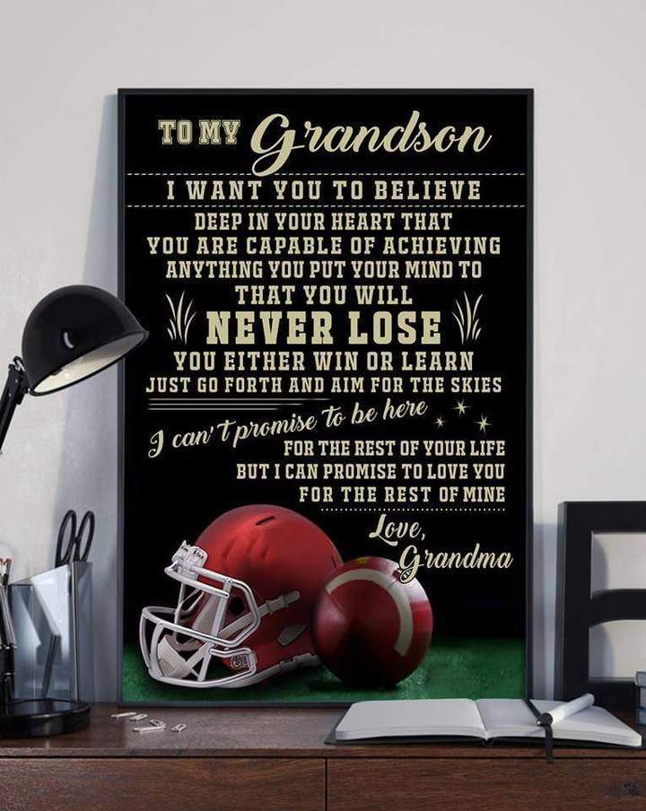 To My Grandson I Can’T Promise To Be Here Football Canvas Wall Art