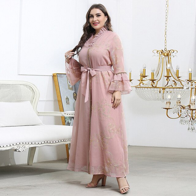 Brand New Women Plus Size Maxi Dresses Party Evening Winter Spring Autumn Long Sleeve Oversized Muslim Soft And Comfortable alx