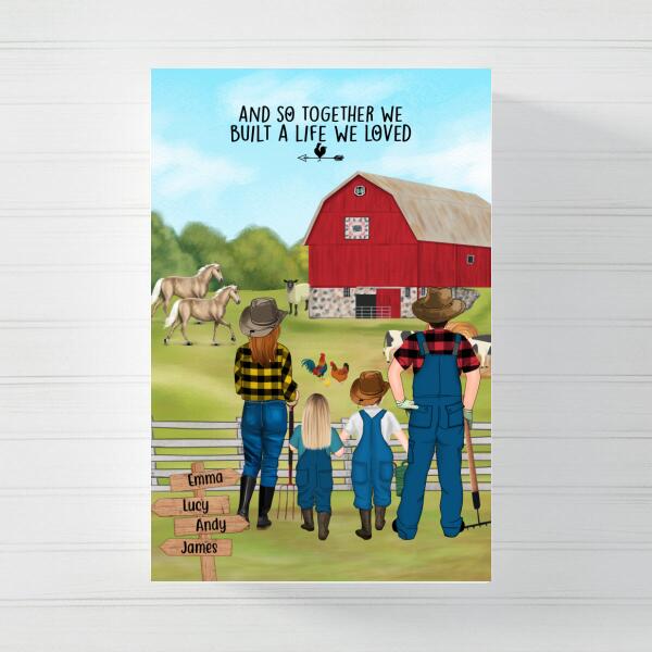 Personalized Poster, Farming Family With Animals, Gift For Farmers