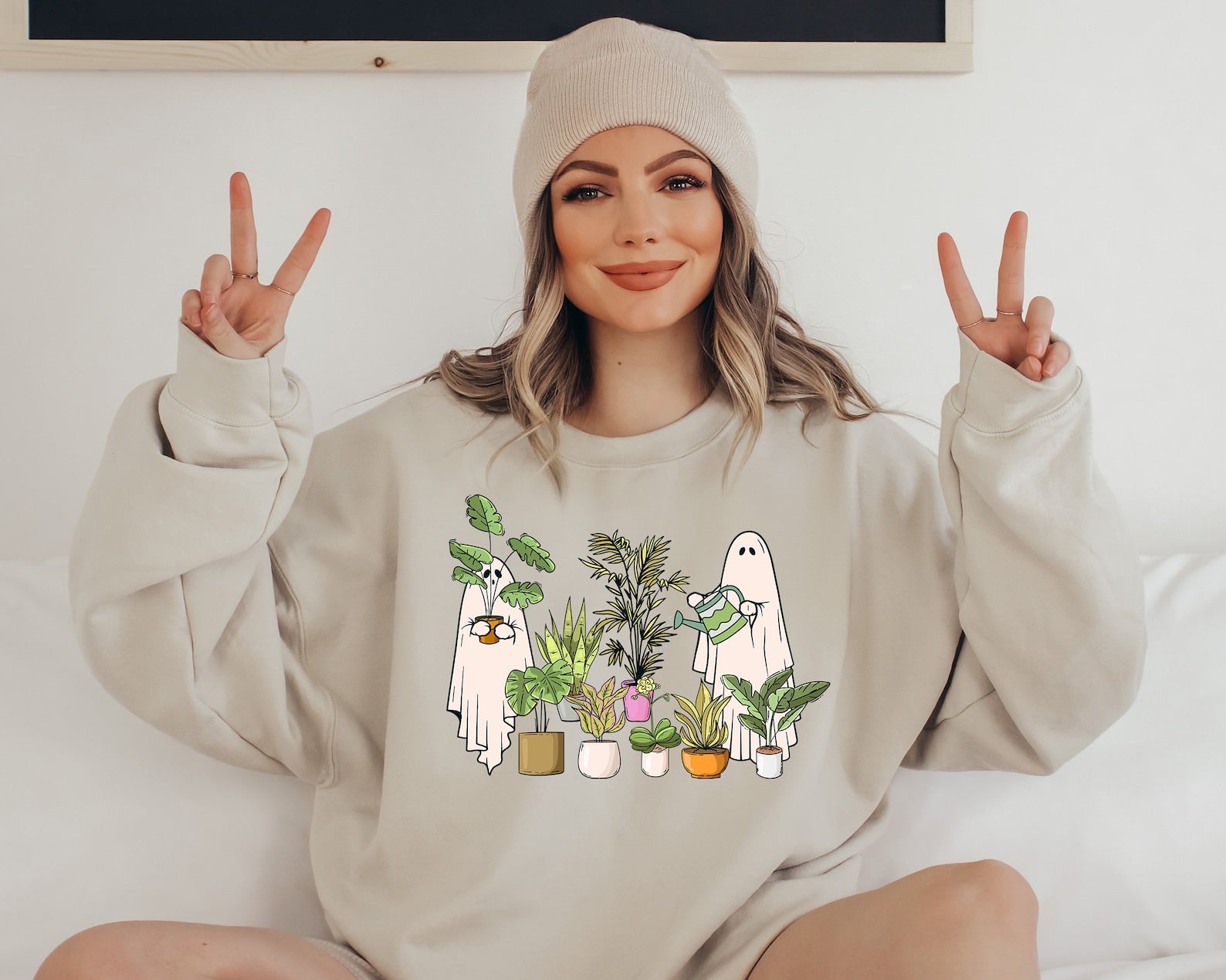 Funny Plant Ghost Sweatshirt 2D Crewneck Sweatshirt All Over Print Sweatshirt For Women Sweatshirt For Men Sws3675