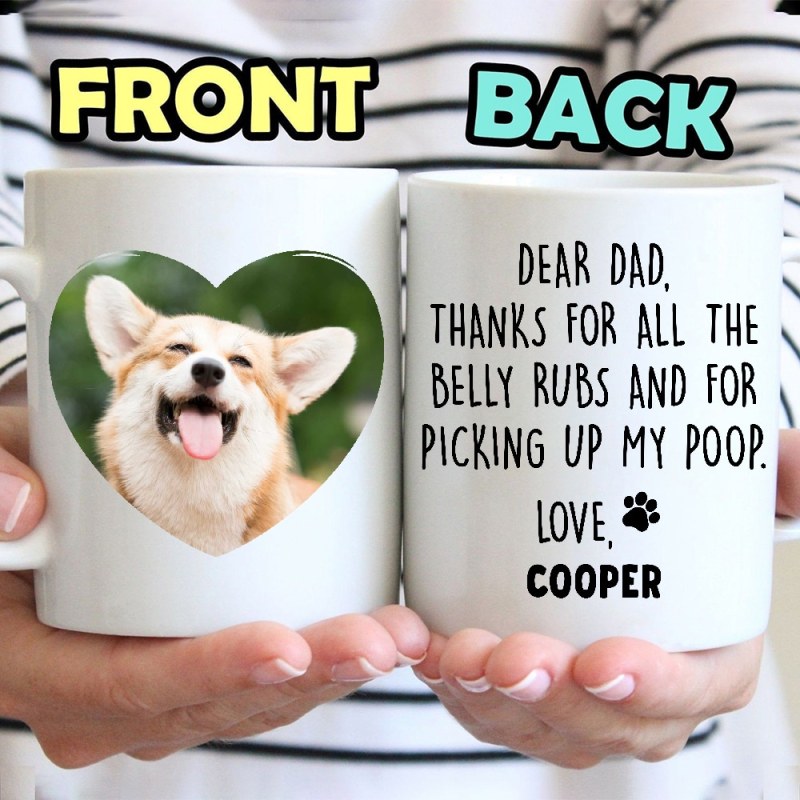 Thanks For The Belly Rubs, Funny Custom Photo Coffee Mug, Personalized Gift For Dog Lovers