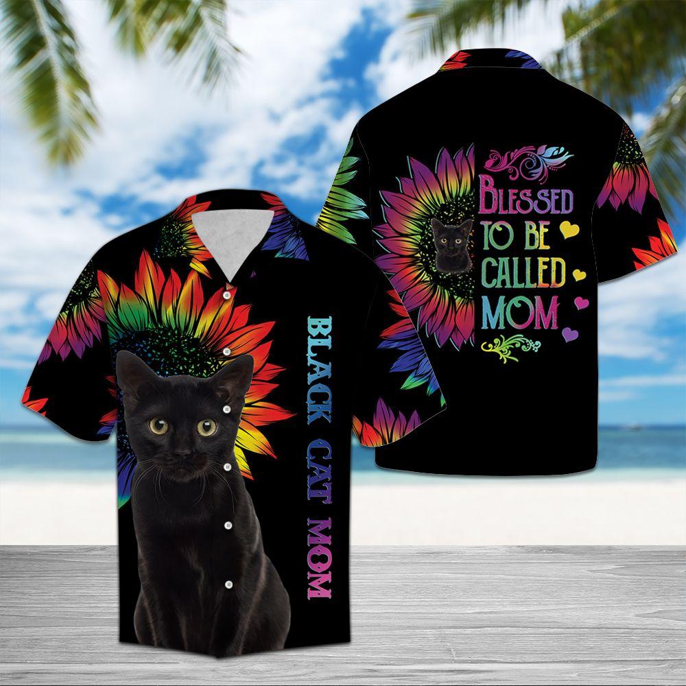 Aloha Shirt Mother’s day Father’s day unique gift ideas for mom & dad from daughter & son kids, meaningful birthday presents –  Black Cat Mom D2307 – Hawaiian Shirt