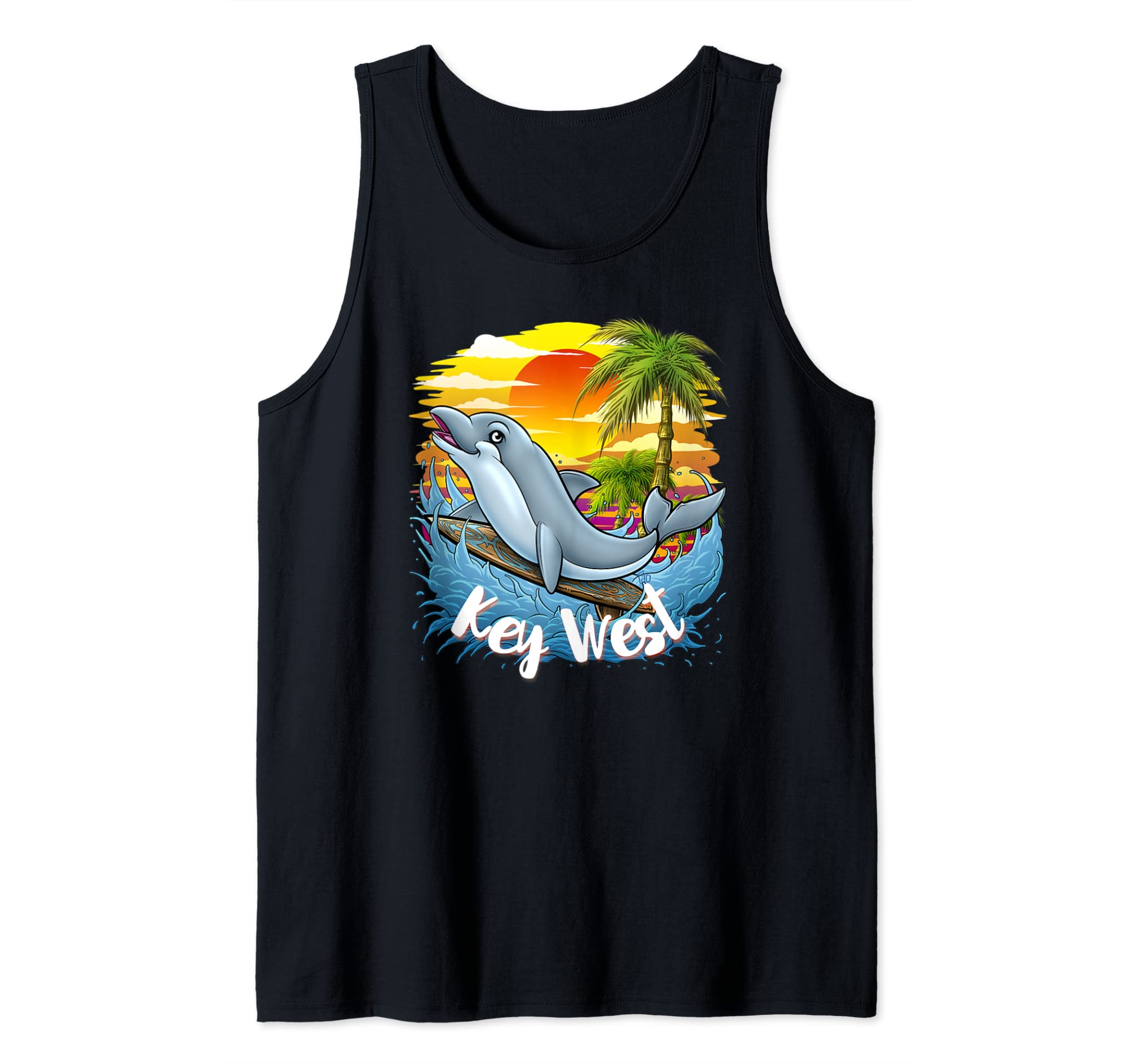 Key West Shirts Dolphin Surfing Vacation Beaches Tank Top