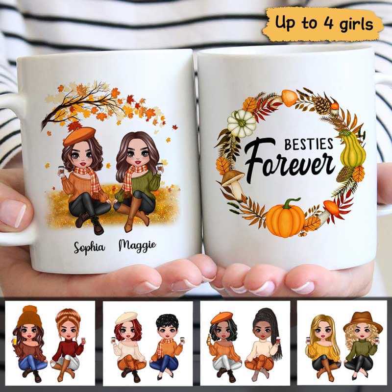 Fall Season Girls Wreath Personalized Mug