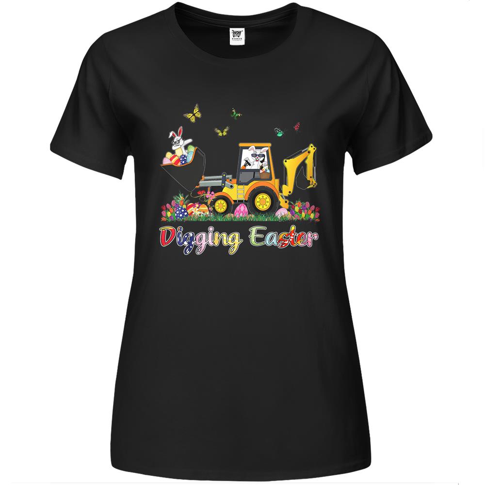 Digging Easter Bunny Toddler Boy Egg Hunt Tractor Excavator Premium Womens T Shirts