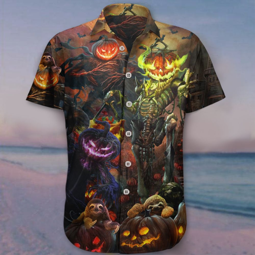 Sloth Halloween Hawaii Shirt Pumpkin Graphic Gift For Adults Ha42227