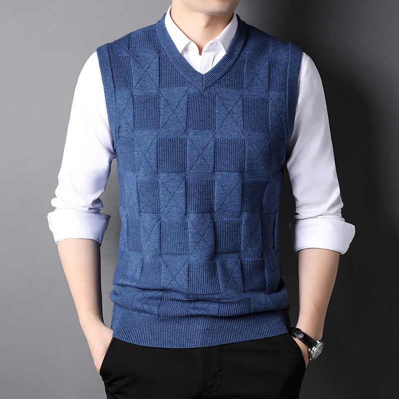 Top Grade New Fashion Brand Knit Pullover Sleeveless Sweater Vest Men V-Neck Sleeveless Preppy Trendy Casual Mens Clothes 2022 alx