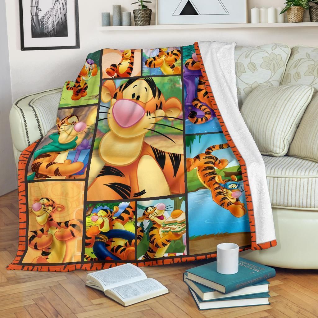 Cute Tigger Winnie The Pooh Fleece Blanket Bedding Decor Gift