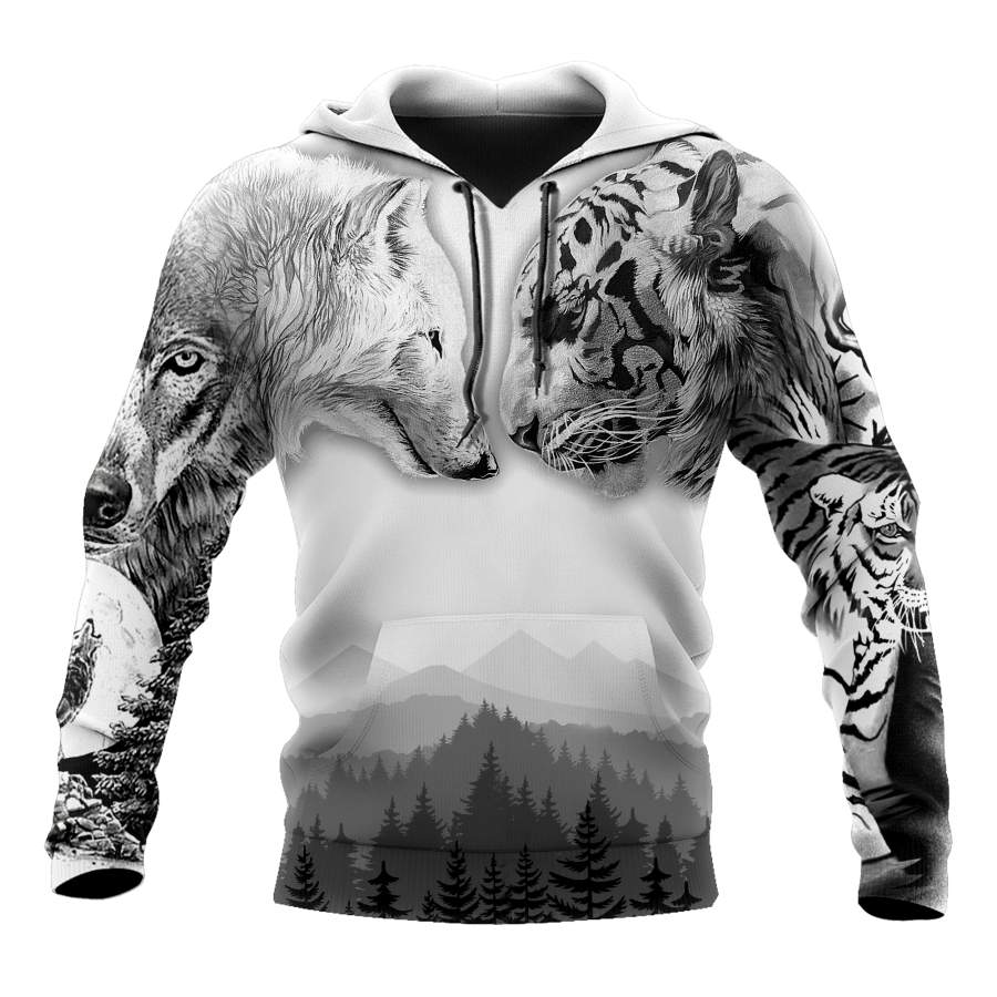 Wolf and tiger 3d hoodie shirt for men and women AM102034