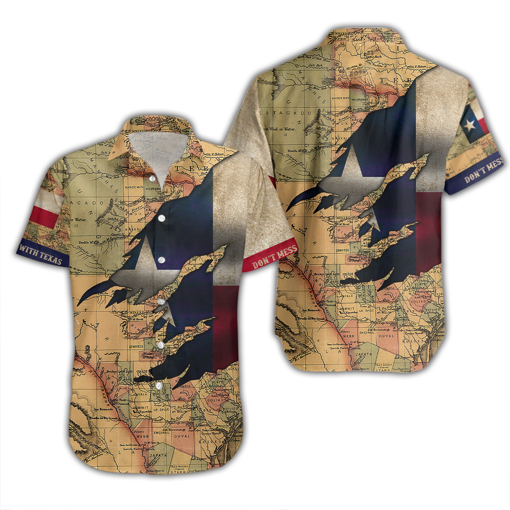 Texas Flag And Map Dont Mess With Texas Hawaiian Shirt – For Men And Women