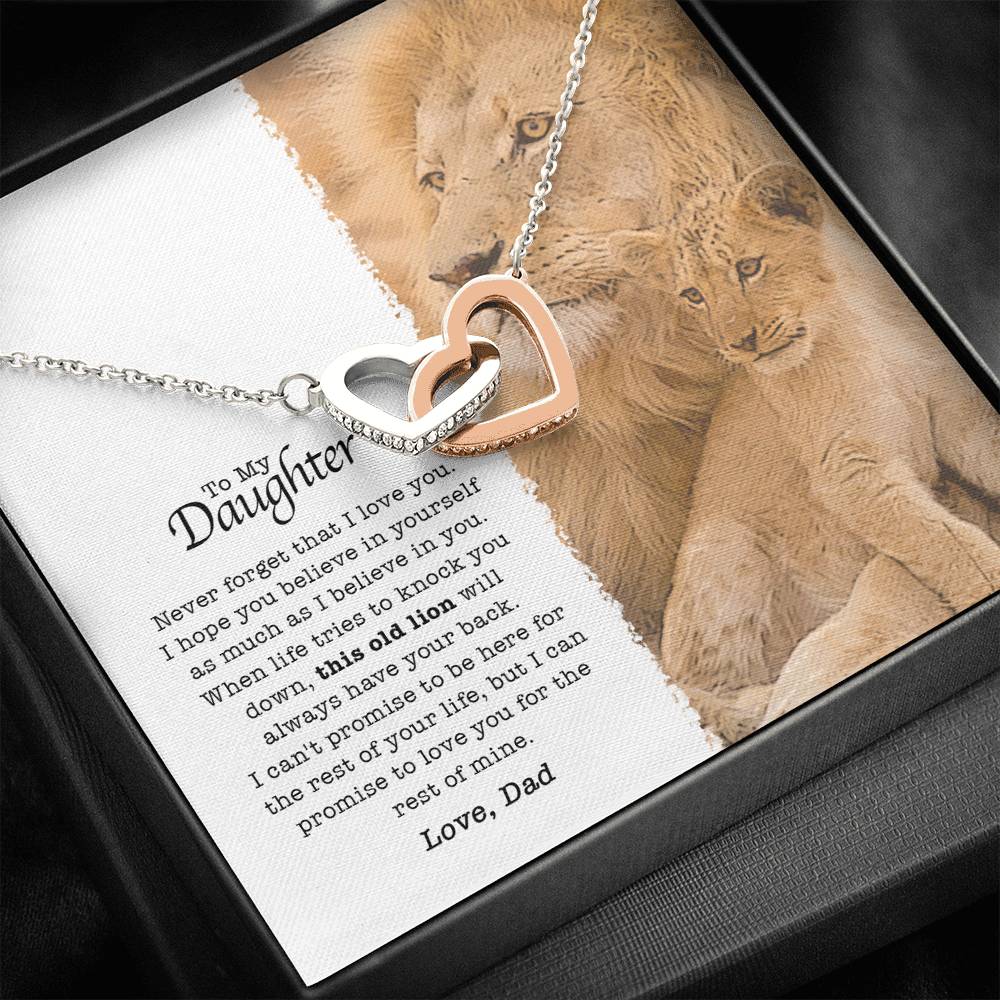 (Almost Gone)  Christmas Sale  Buy Today & Save $40 – To My Daughter – This Old Lion Will Always Have Your Back Necklace