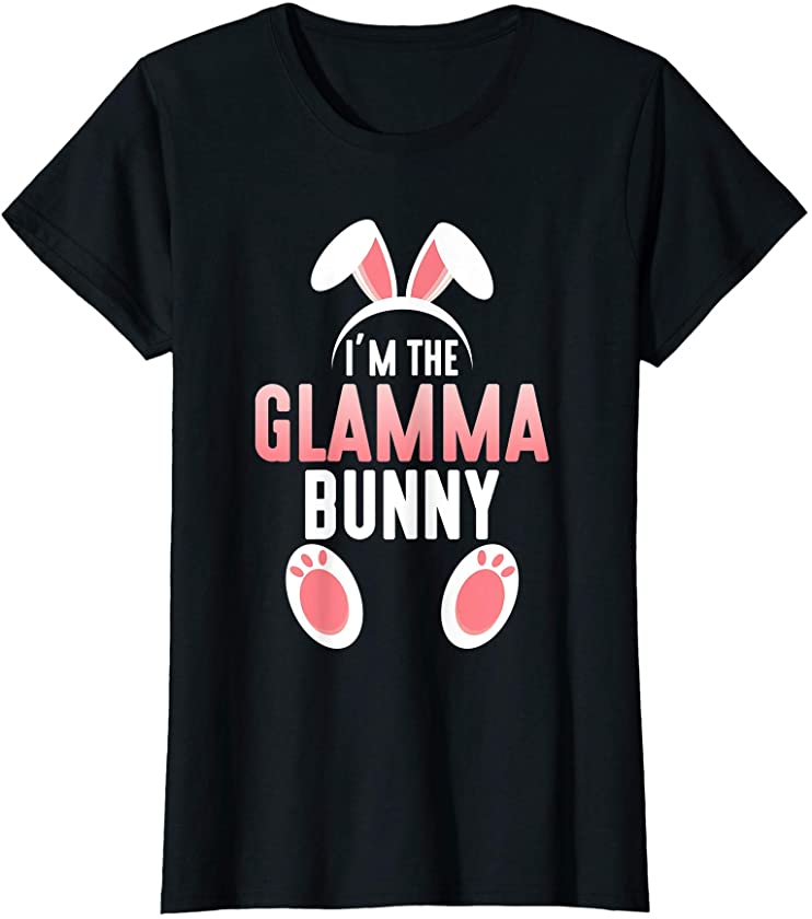 Womens I’m the Glamma Bunny Family Easter T-Shirt