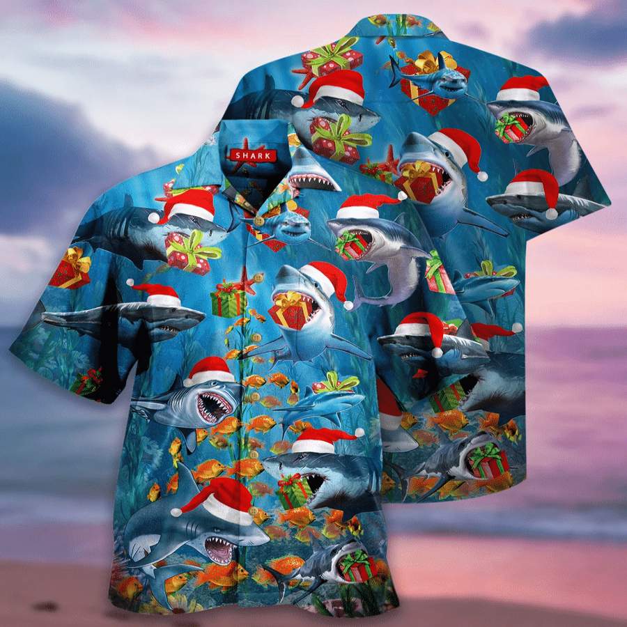 Hawaii Aloha Shirts A Great White Christmas Shark Ha70029