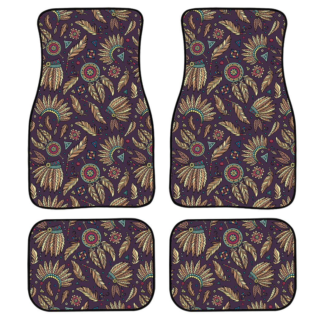 Tribal Native Indian Pattern Print Front And Back Car Floor Mats, Front Car Mat