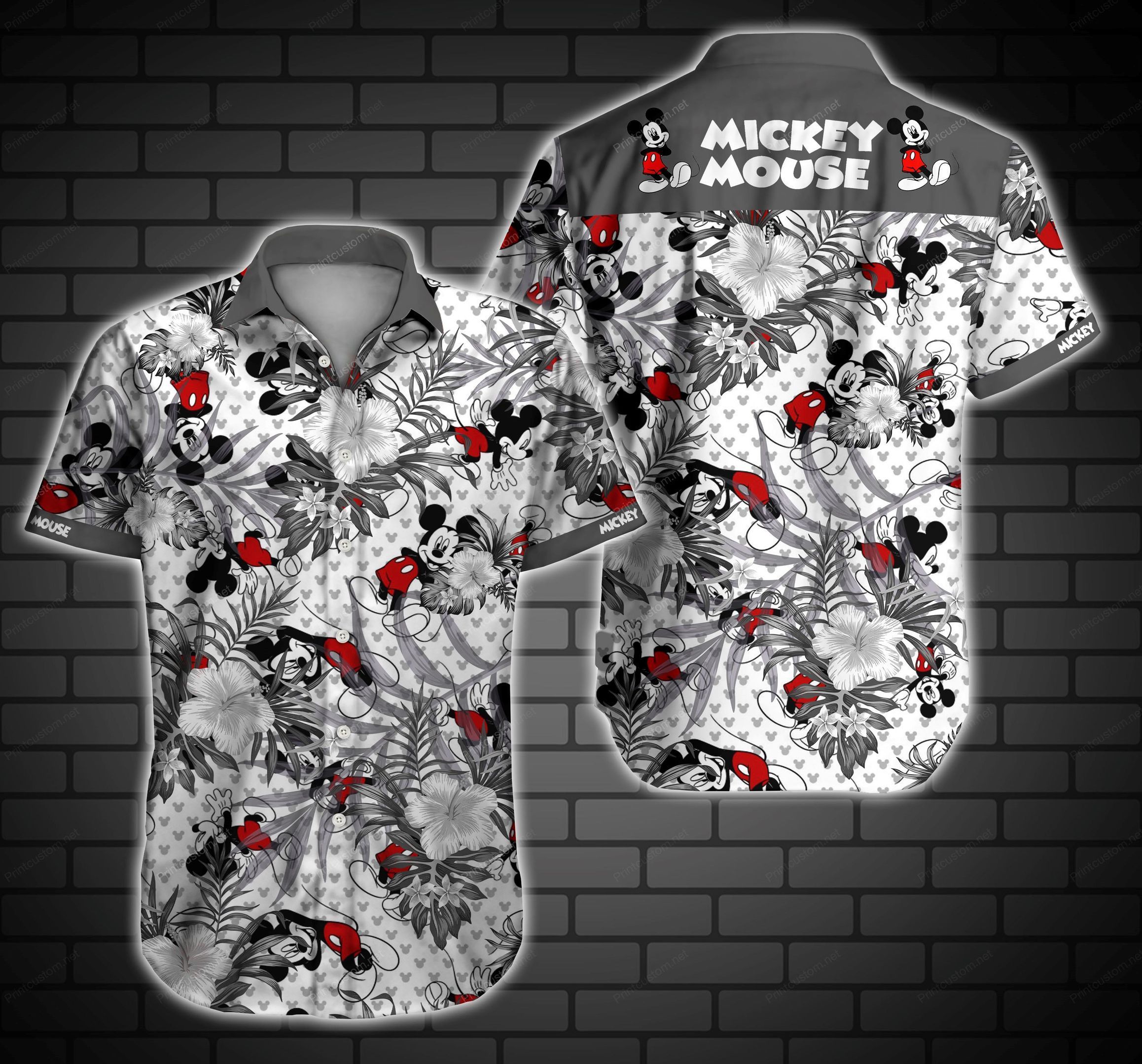 Mickey Hawaiian Shirt Summer Button Up For Men Beach Wear Short Sleeve Hawaiian Ha57071