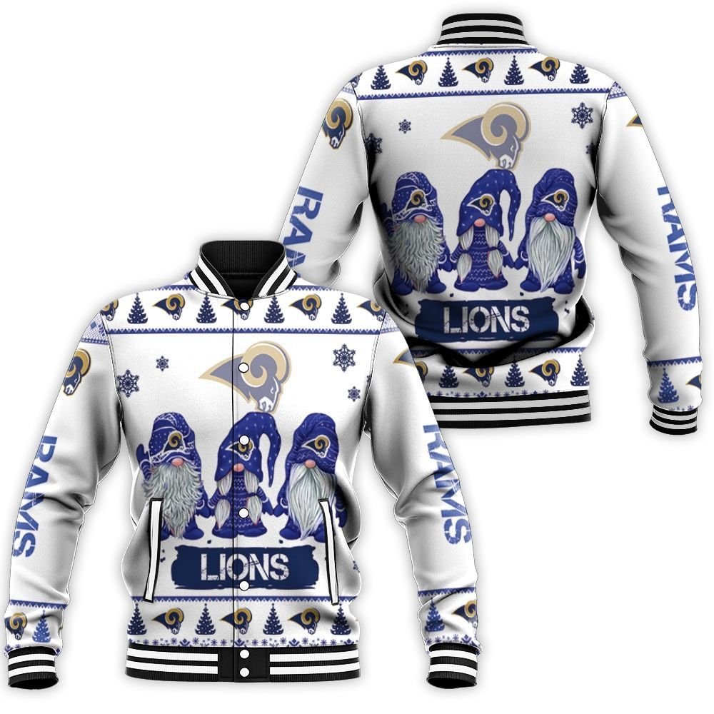 Christmas Gnomes Los Angeles Rams Ugly Sweatshirt Christmas 3D Baseball Jacket