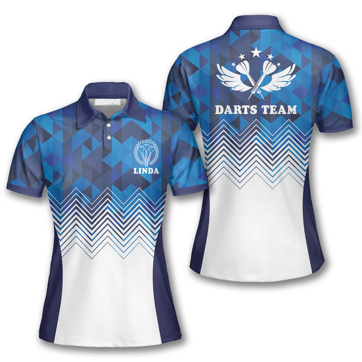 3D All Over Print Blue White Custom Darts Shirts For Women