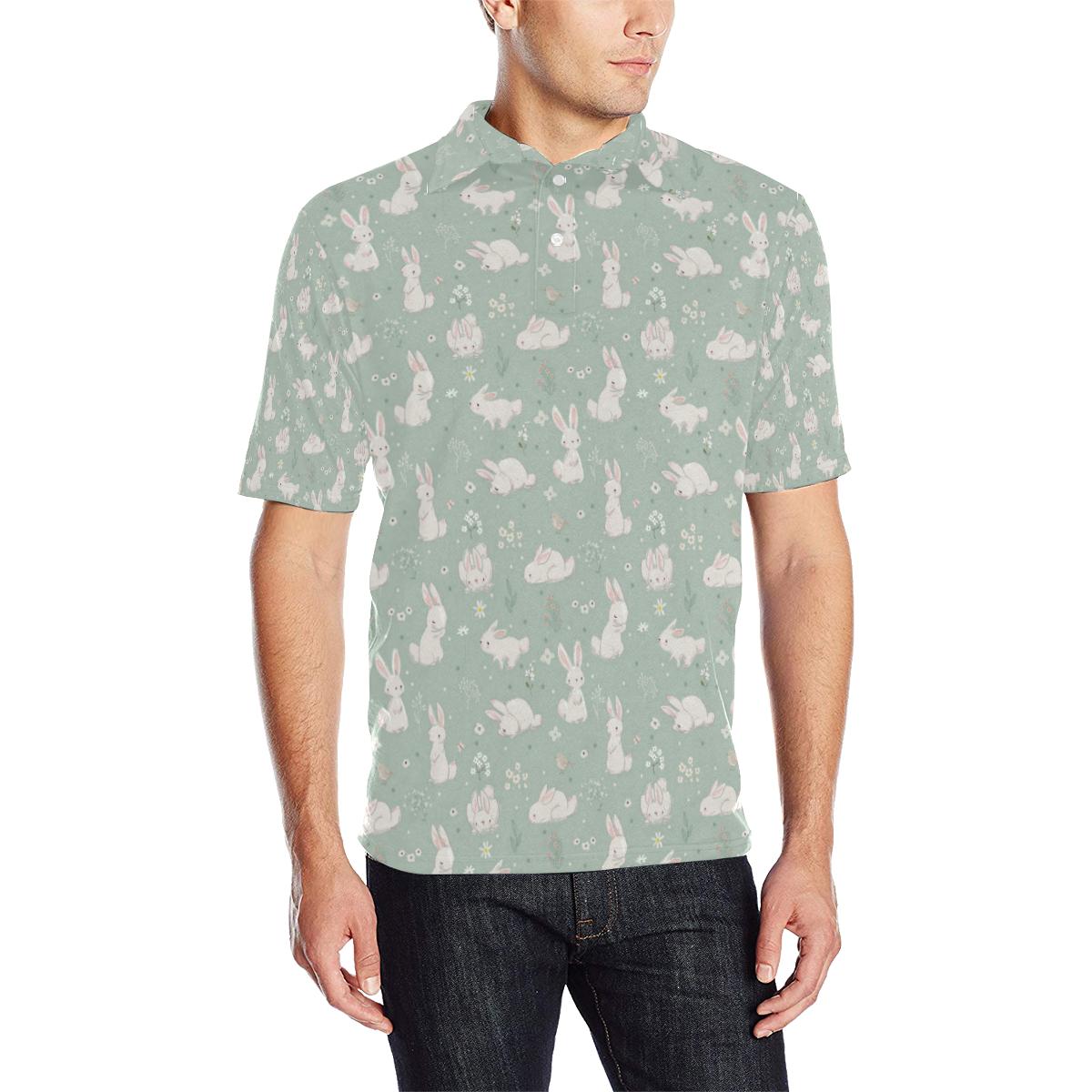 Bunny Pattern Print Design 03 Men Polo Shirt